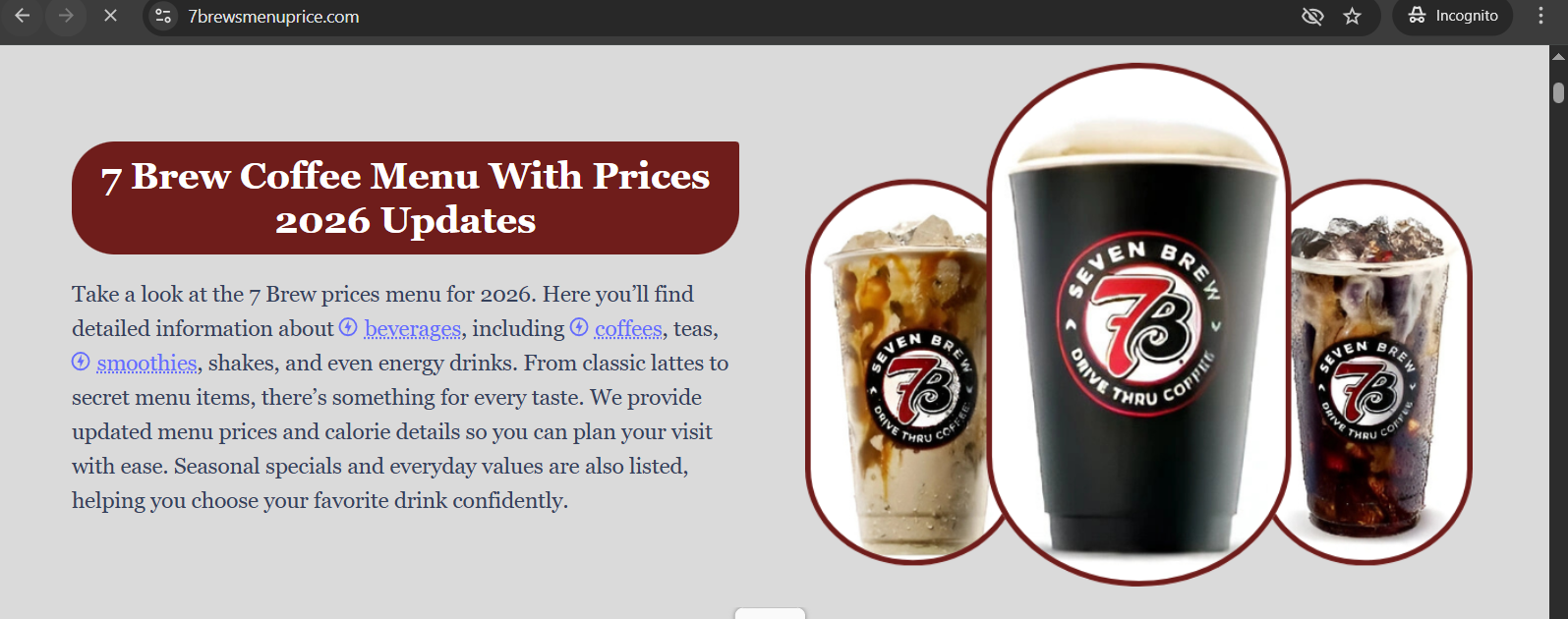 7 Brew Coffee Menu USA