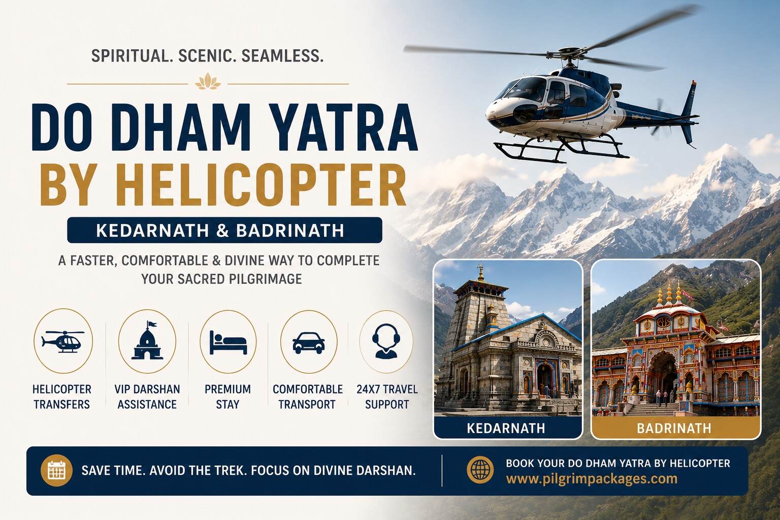 Book Do Dham Yatra by Helicopter for Kedarnath & Badrinath Darshan